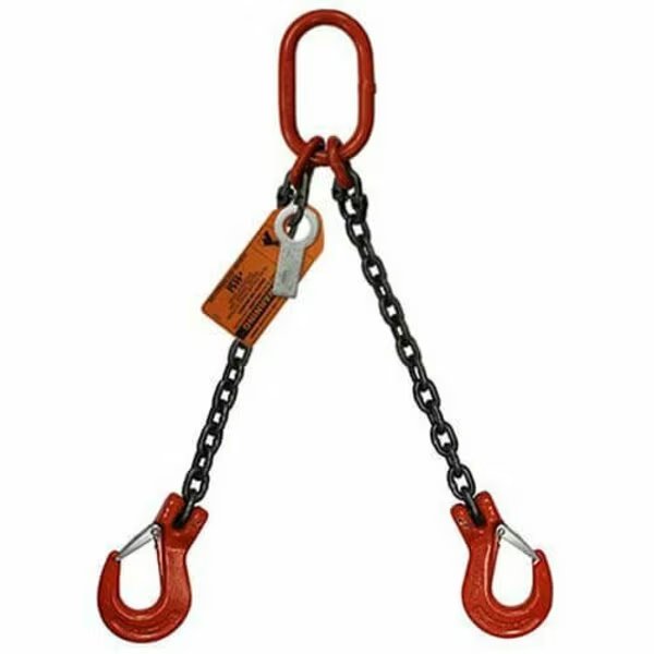 Two Leg Chain Slng, 1/2 in dia, 12ft L, Oblong Link to Slng Hook, 26,000lb Lmt, Hsi, Mfr#: 10DOS1/2-12